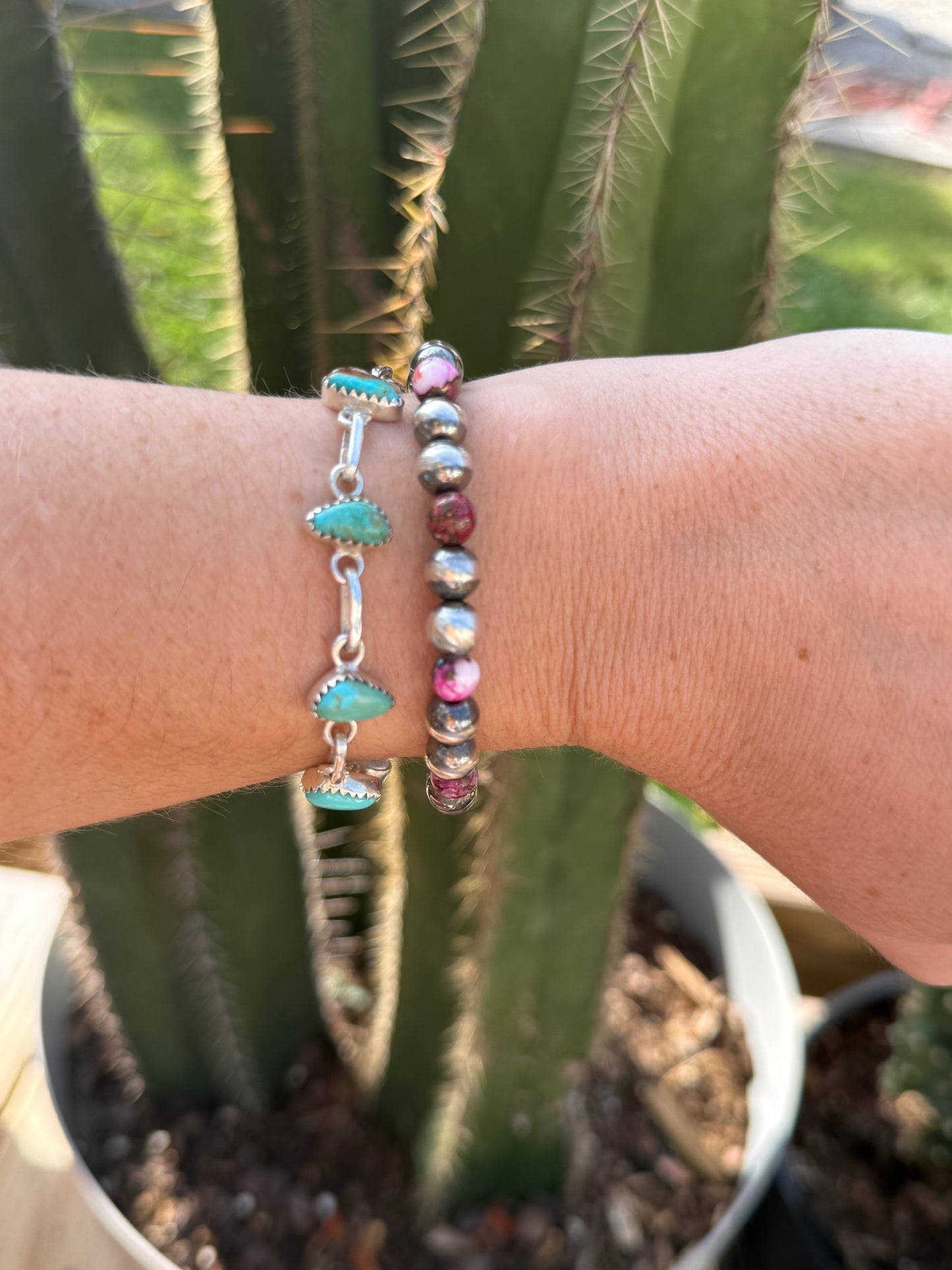 Sterling Silver Pearl, Purple Dahlia Stretch Bracelet